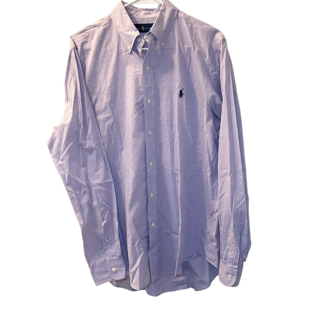 Ralph Lauren Plaid Button Down Long Sleeve Shirt Men Medium Purple/Blue Normcore